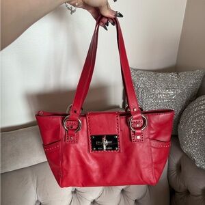 Red Leather Tote Bag
